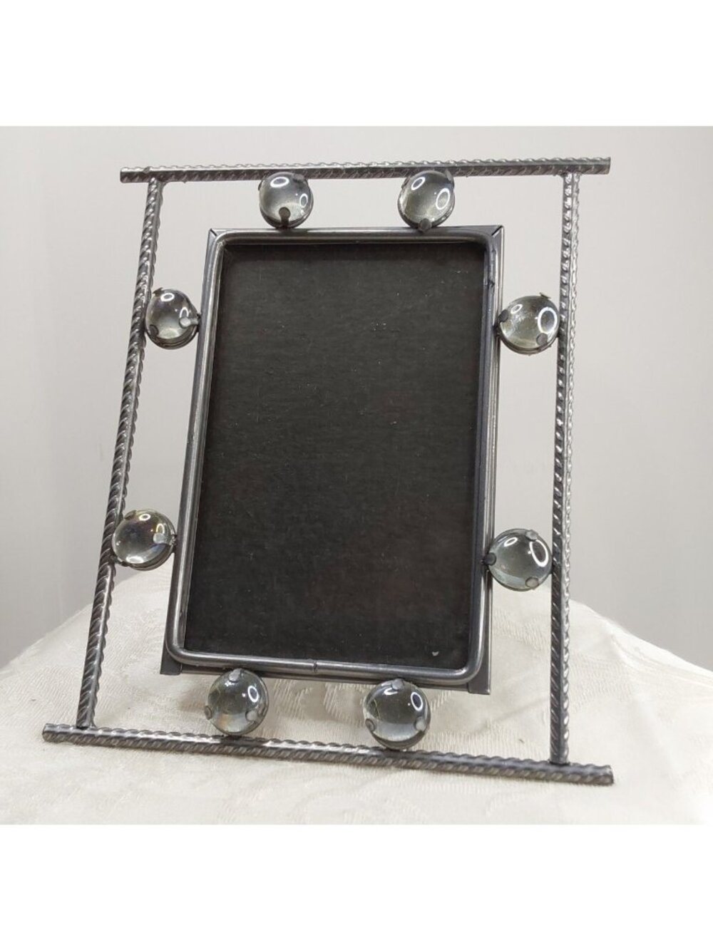 Jewel Box  Metal Frame 8 Stones Picture 4x6' frame 5x6 3/4 NOS made in China